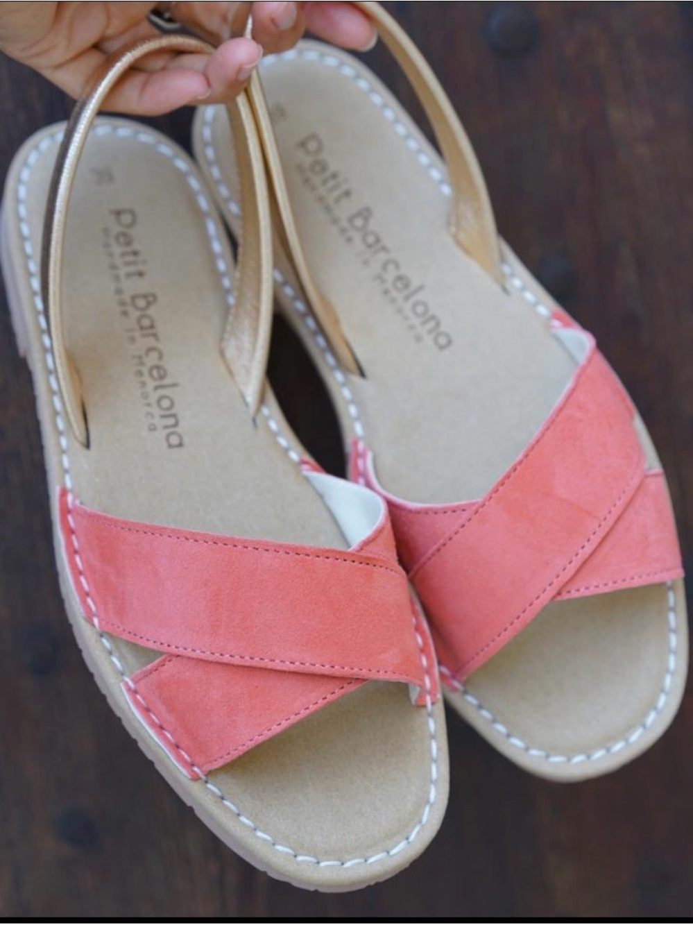 Petit Barcelona Cross Over Avarca Sandals | Pink + Gold | EU 40